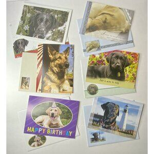 Assorted GUIDE DOG themed Any-Occasion GREETING CARDS 9-count w/ Envelopes